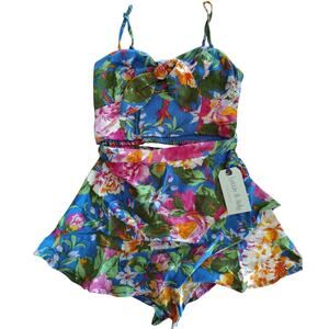 Women's Lottie & Holly Floral Skort Set Blue Pink S